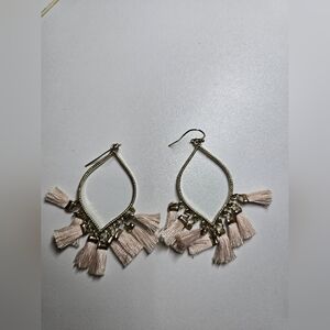 Chic Gold and Pink Tassel Earrings